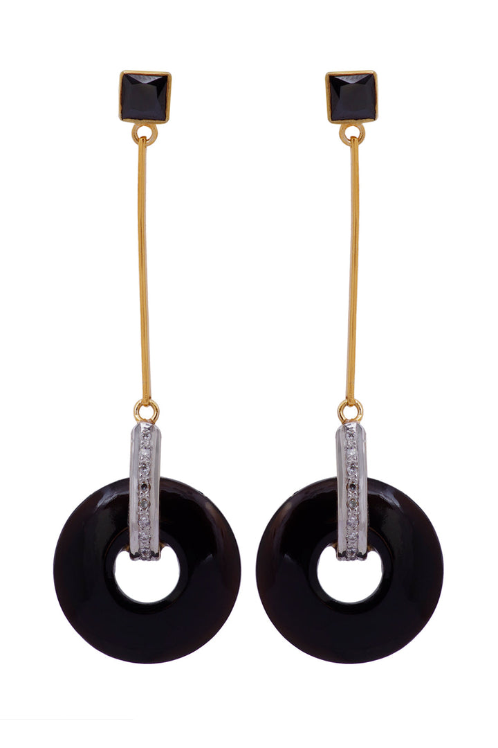 Black Disc Earrings