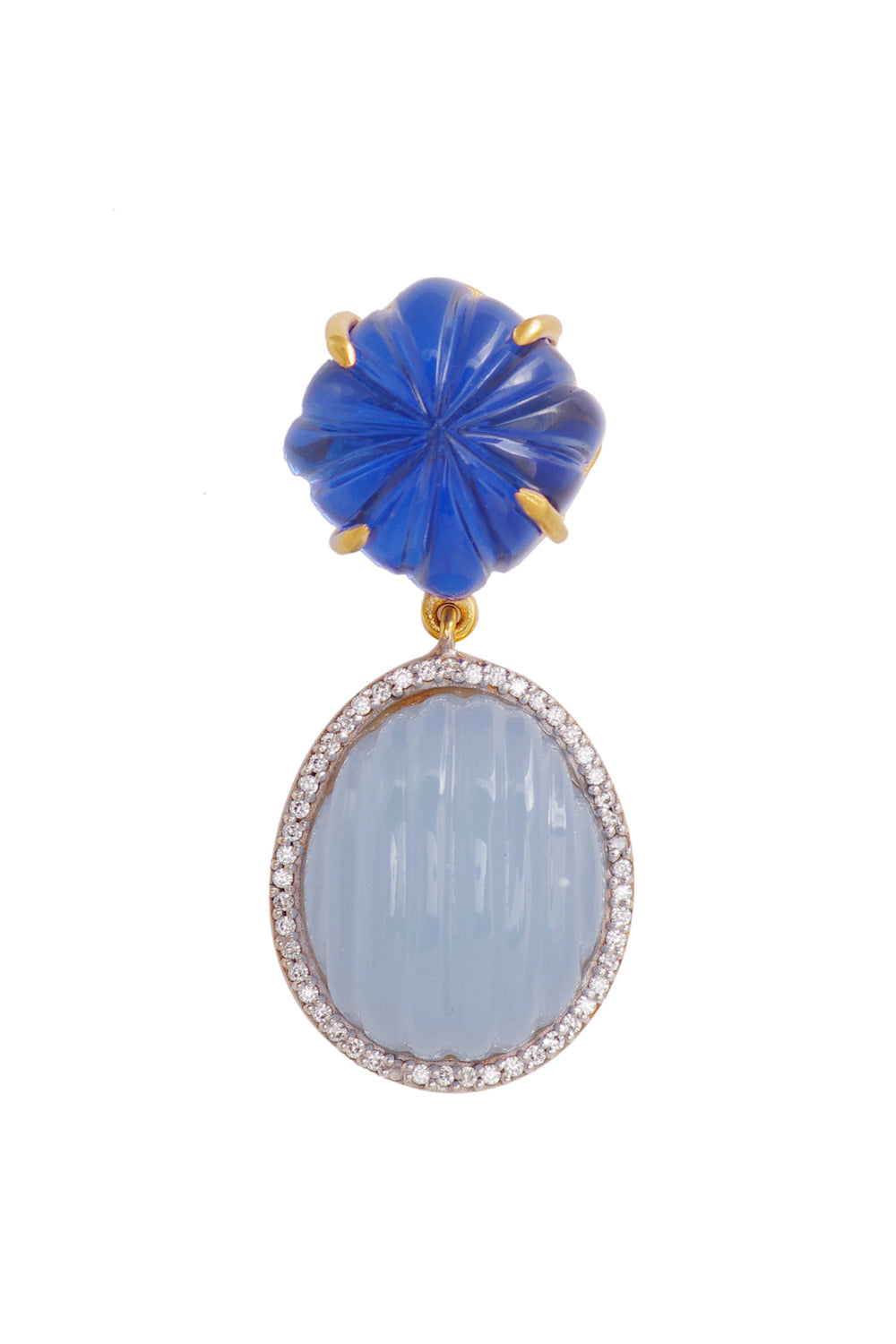 Blue Carved Elliptical Earrings