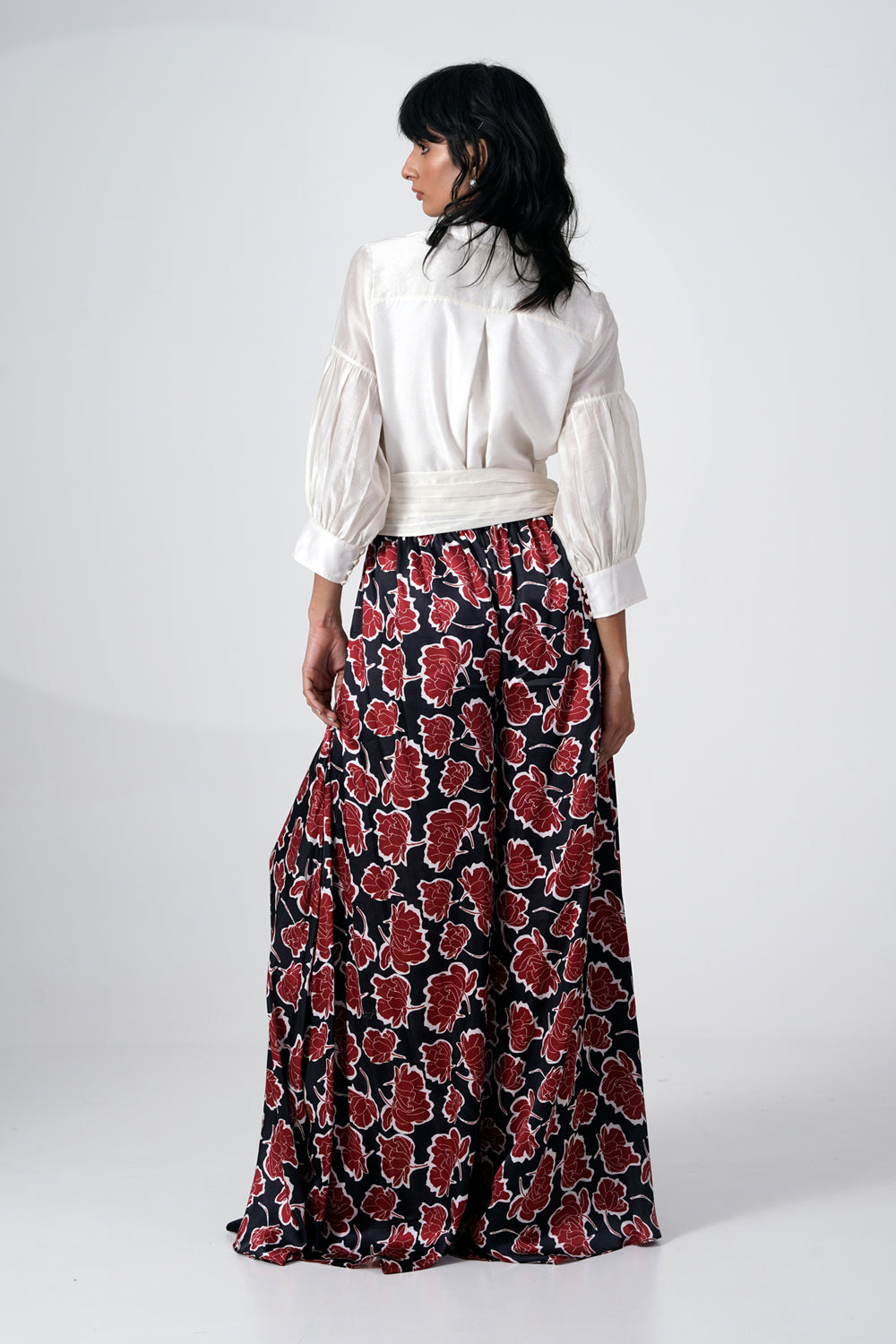 Filipina Shirt With Gathered Belt and Divided Skirt