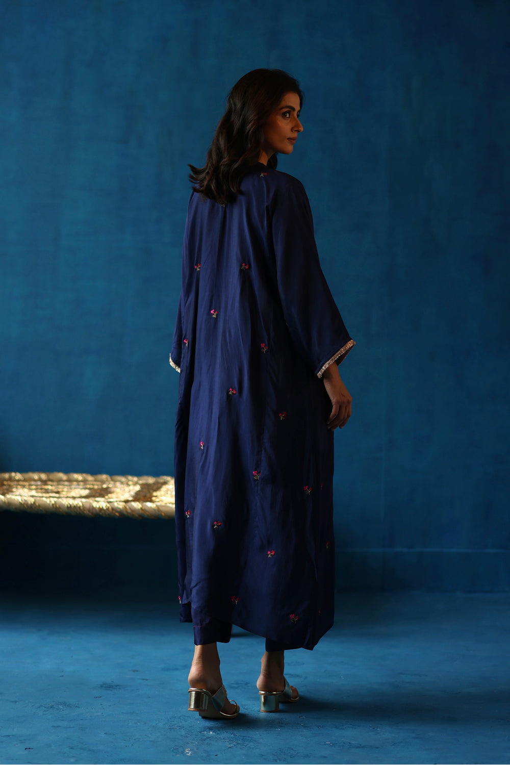 Imly Navy Blue Phiran Set