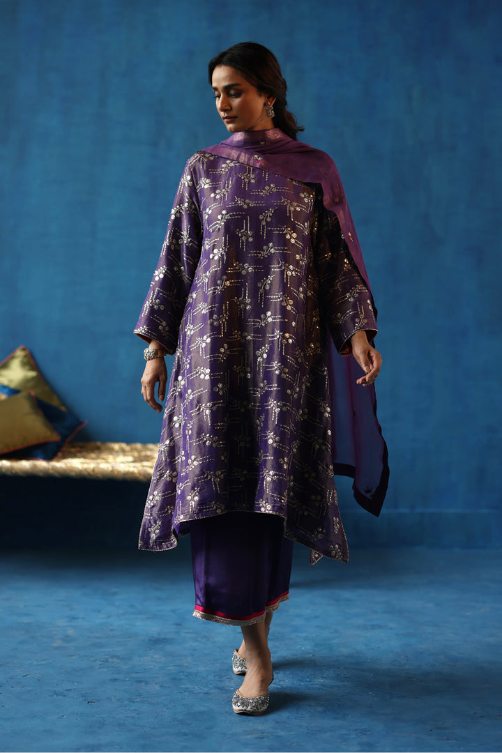 Aam Panna Purple Kurta Set