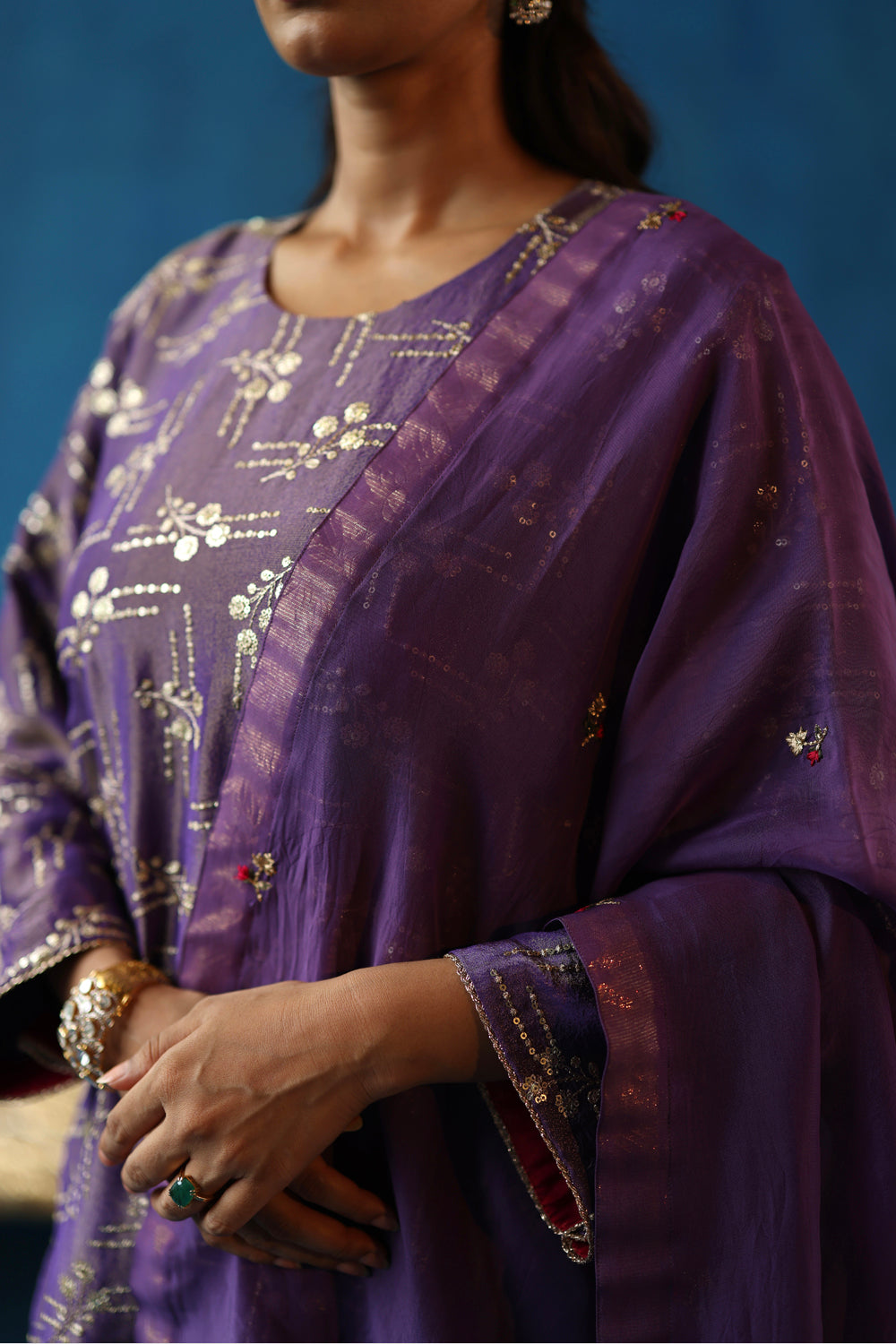 Aam Panna Purple Kurta Set