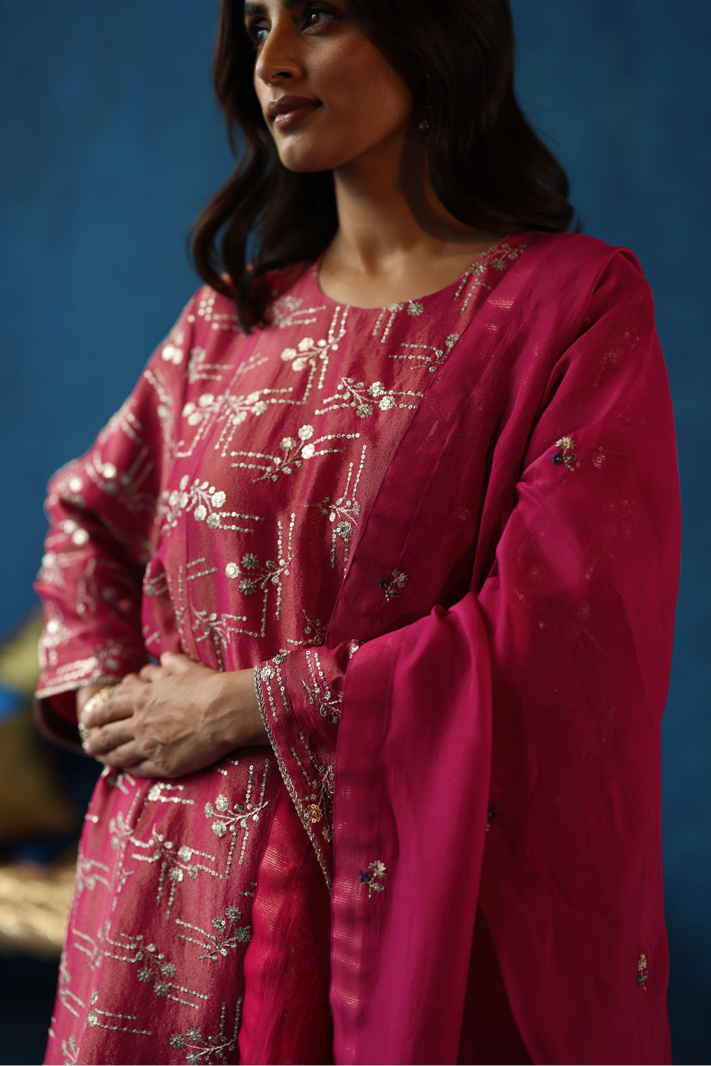 Aam Panna Fuchsia Kurta Set