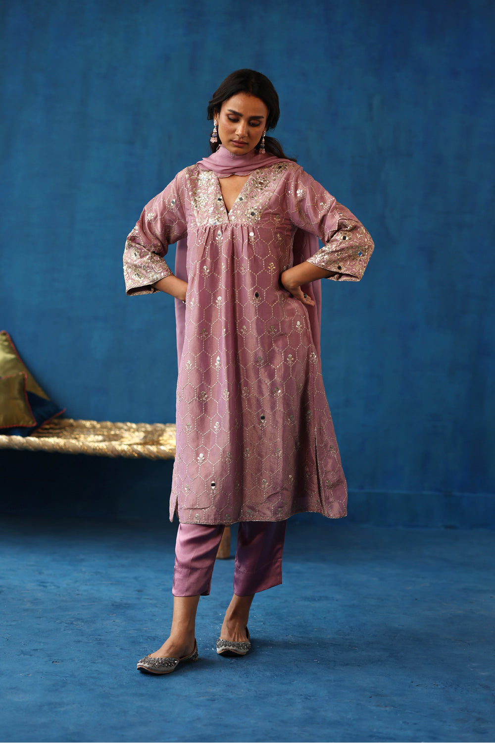 Kaanji Plum Kurta Set