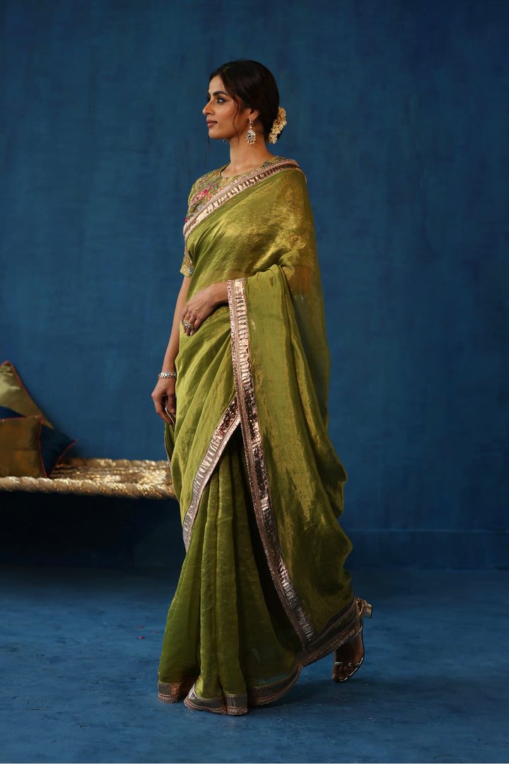 Sharbat Pista Green Saree