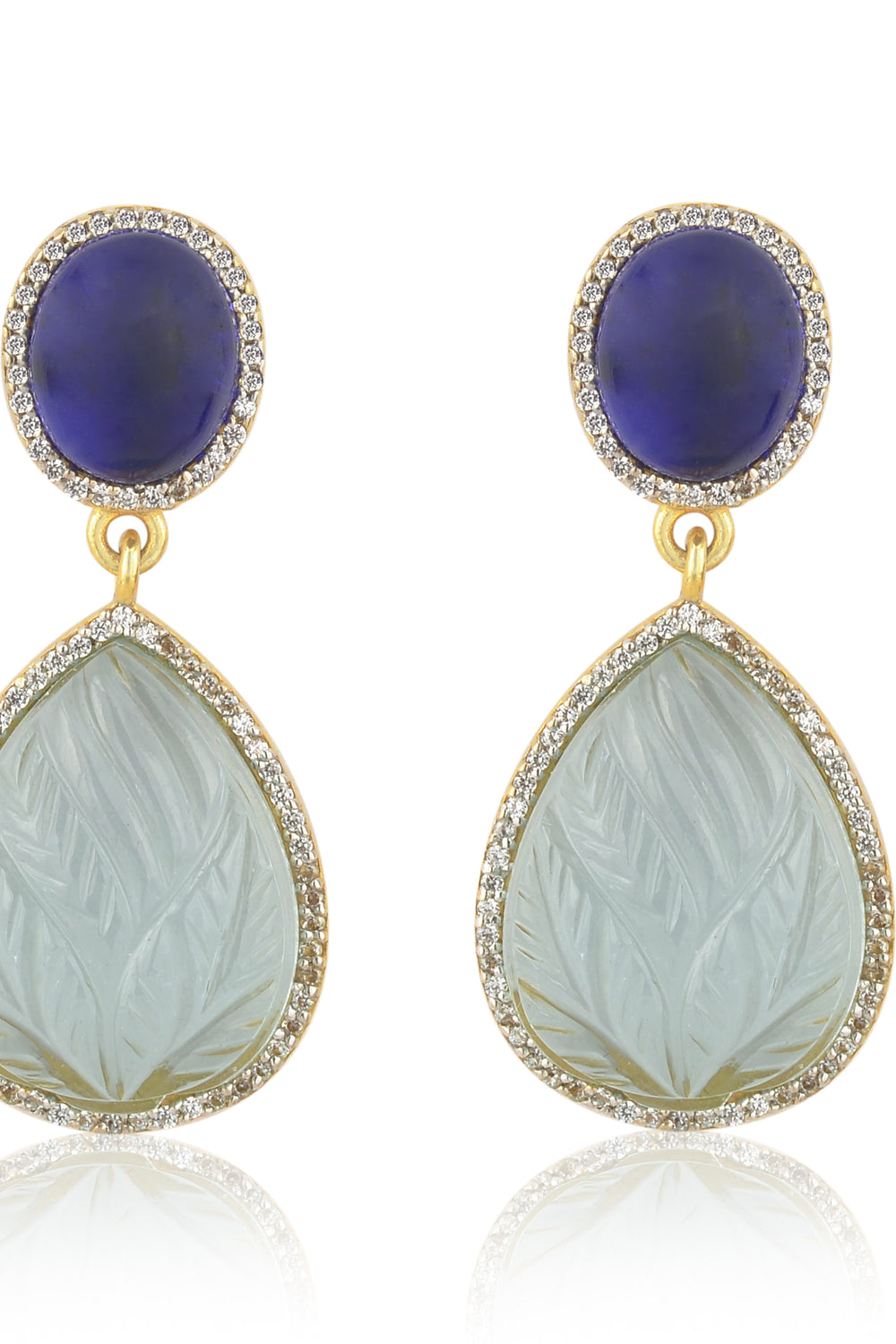 Blue Carved Drop Earrings