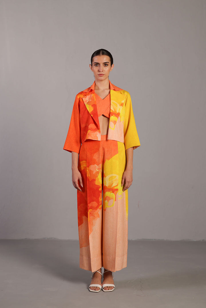 Diffuse bright orange & yellow jacket set