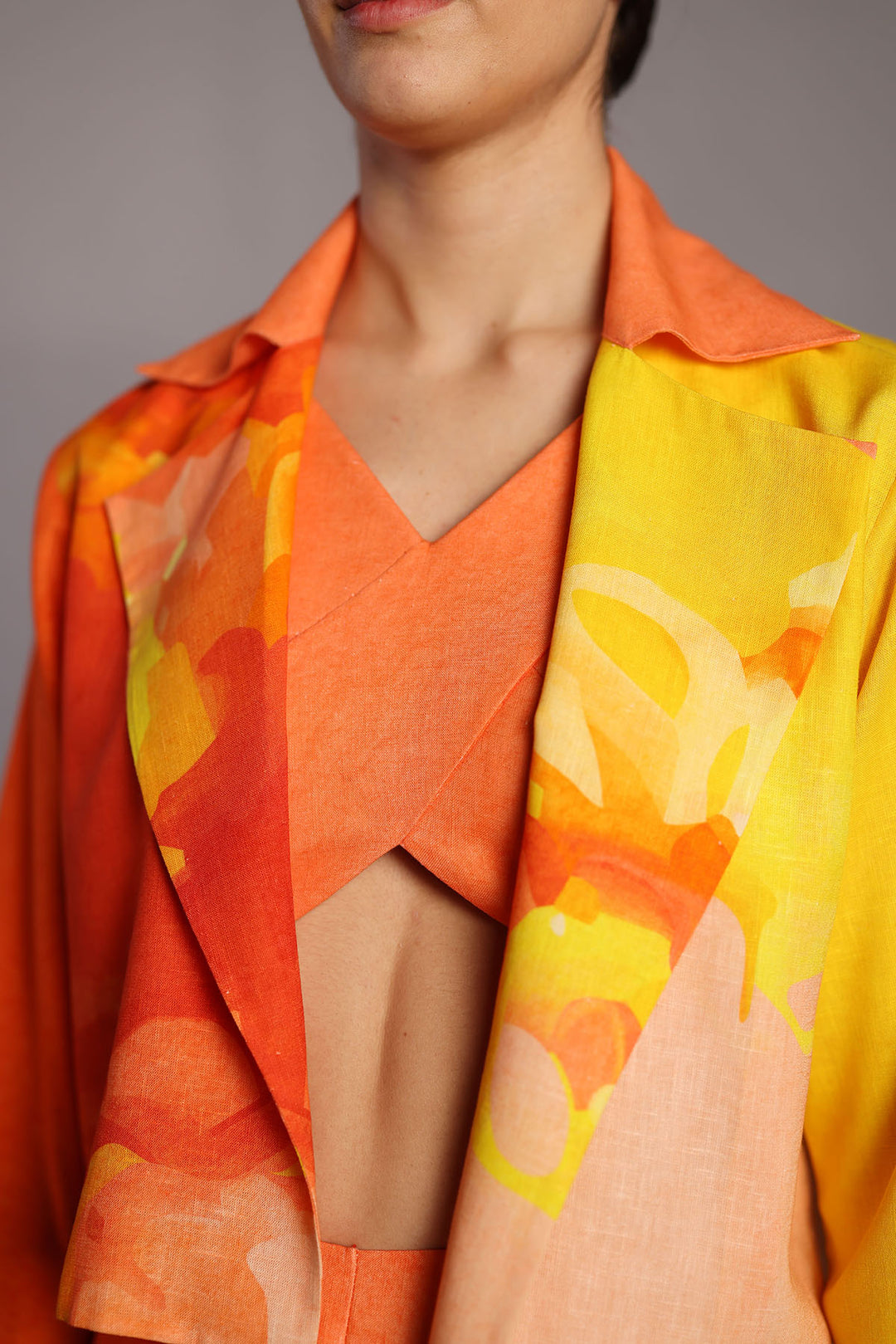 Diffuse bright orange & yellow jacket set