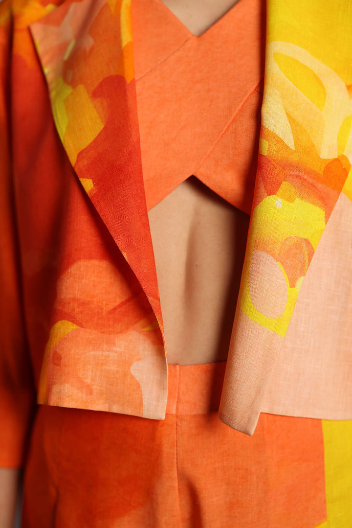 Diffuse bright orange & yellow jacket set
