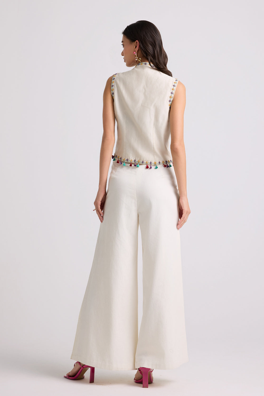 Ivory Cutwork Flared Pants