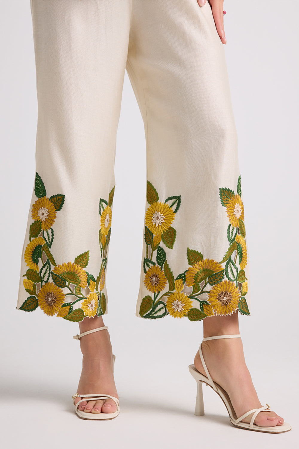 Ivory Sunflower Pants