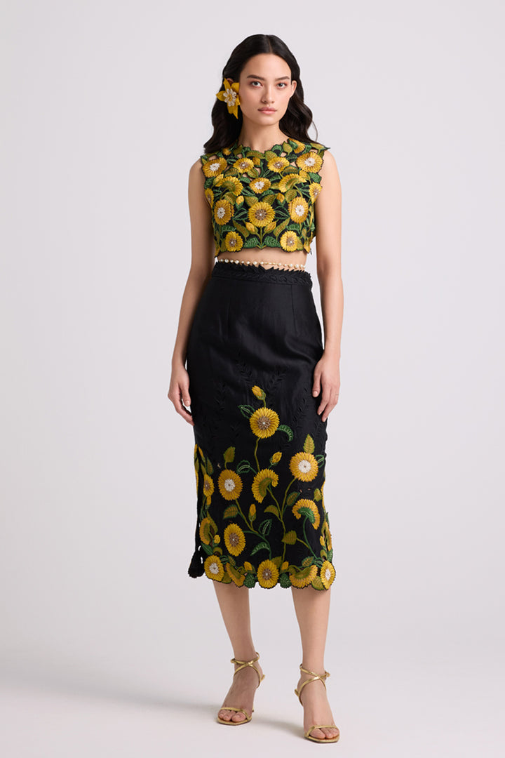 Black Sunflower Skirt