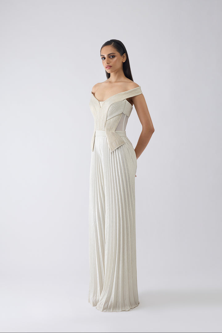 Structured Plisse Jumpsuit