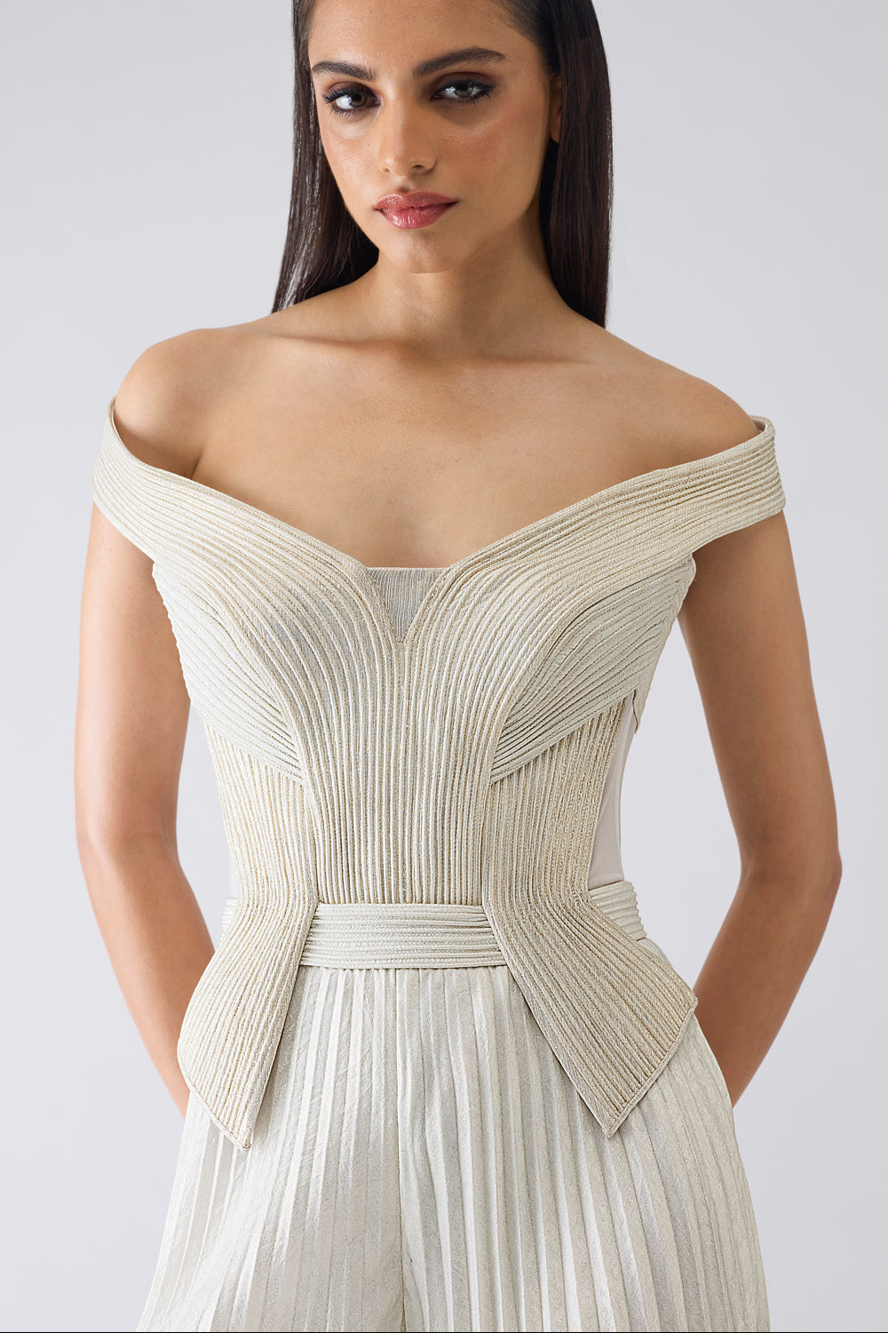 Structured Plisse Jumpsuit