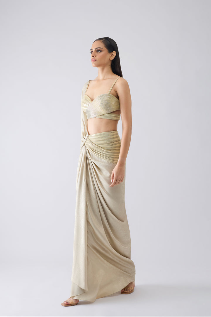 Metallic Corded Saree