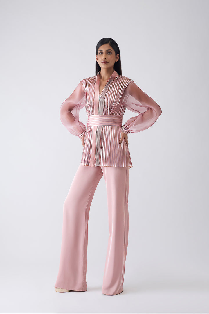 Metallic Structured Cape With Pants and Slip