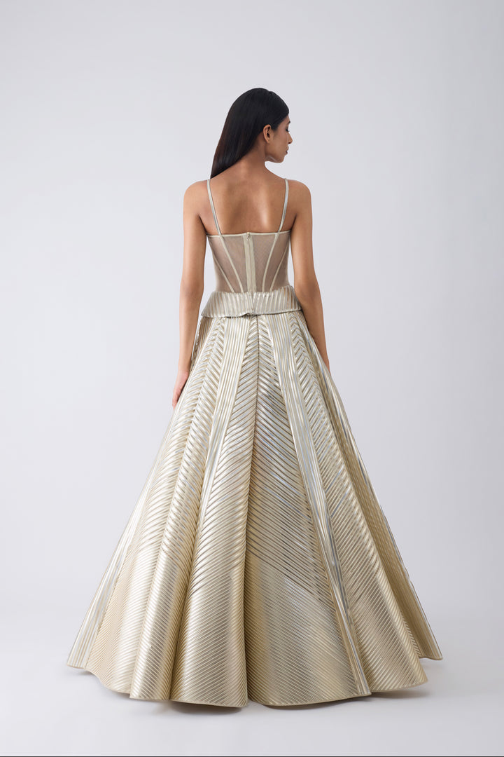 Metallic Structured Corset And Skirt
