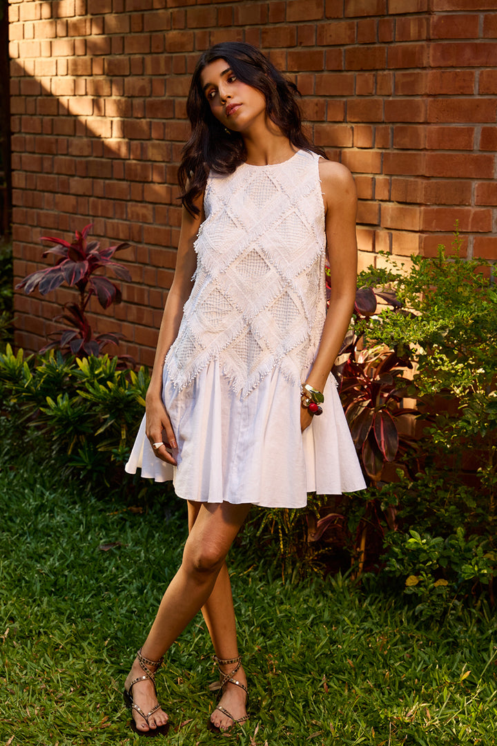 Ivory Lace Flare Shift Dress
