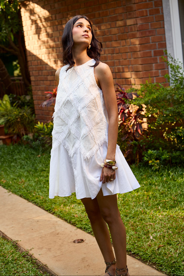 Ivory Lace Flare Shift Dress