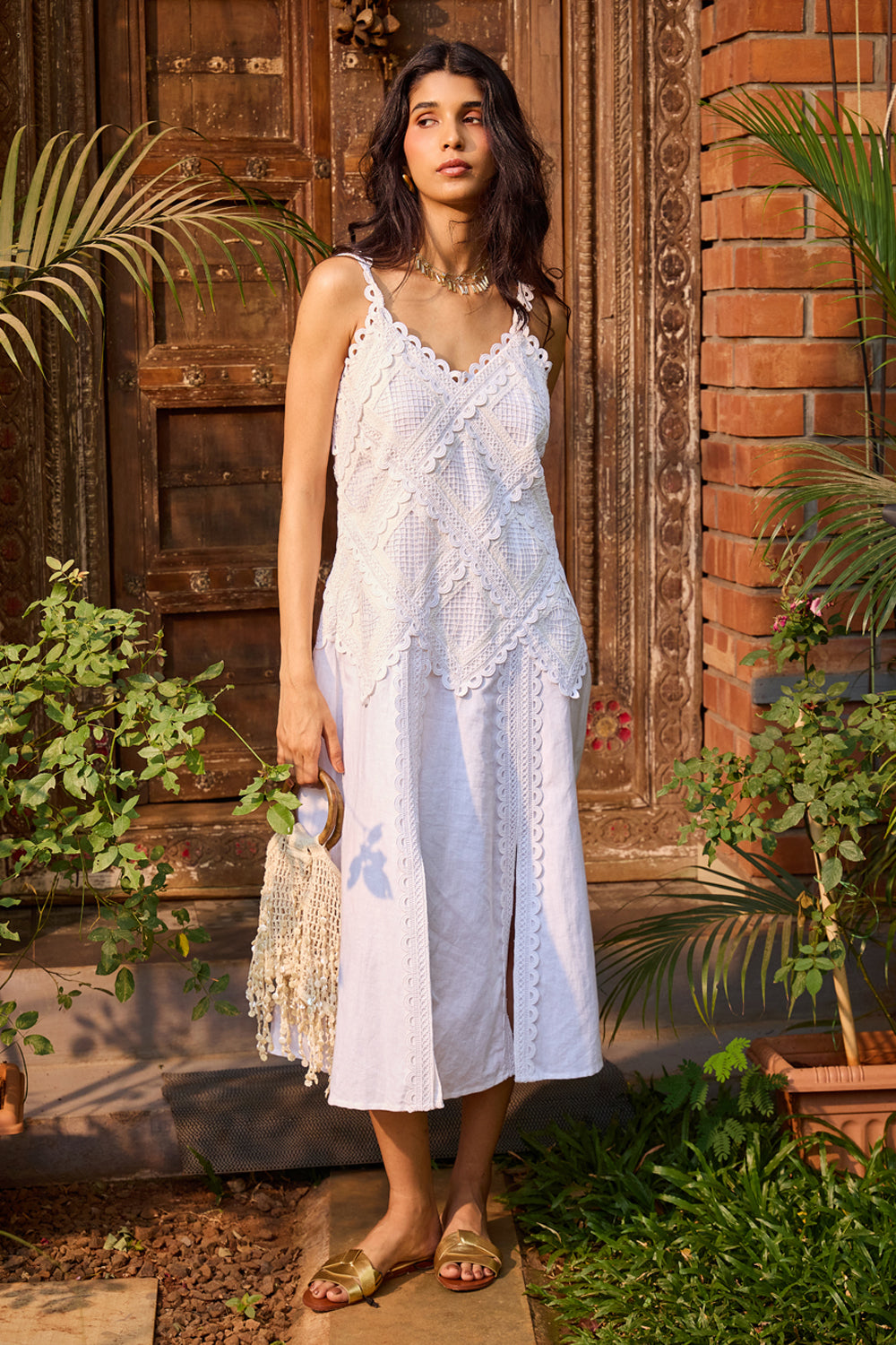 Ivory Lace Midi Dress