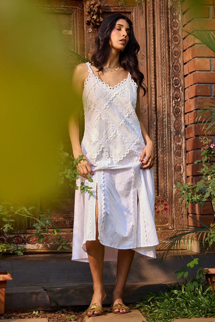 Ivory Lace Midi Dress