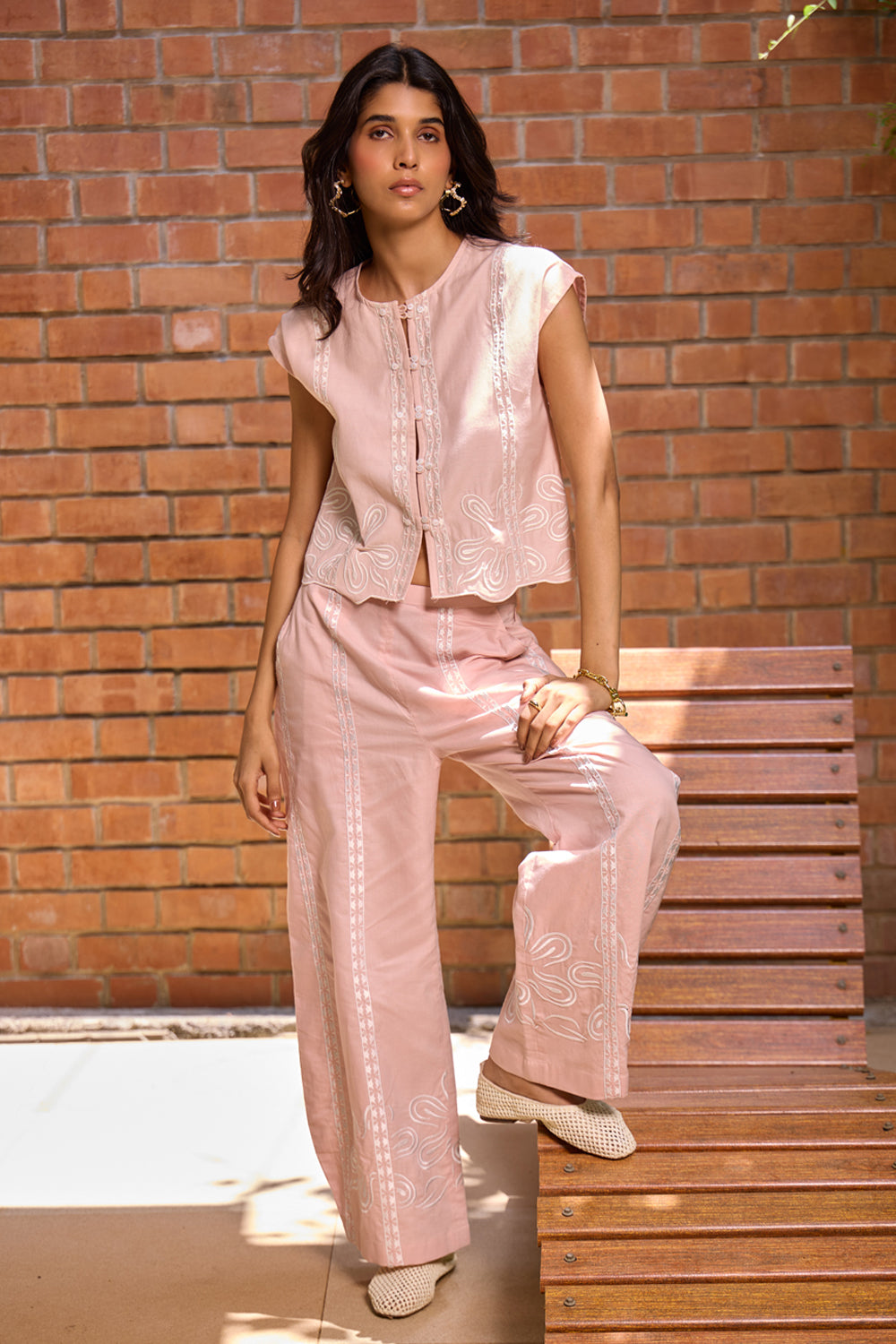 Blush Embroidered Cropped Jacket