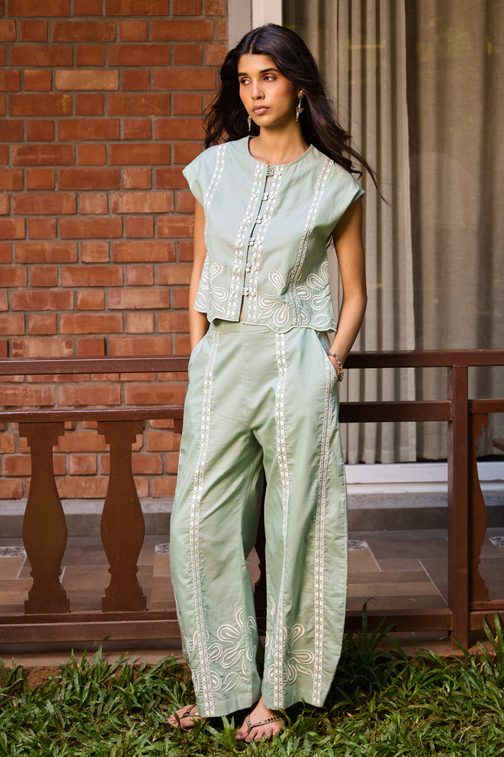 Sage Embroidered Pants
