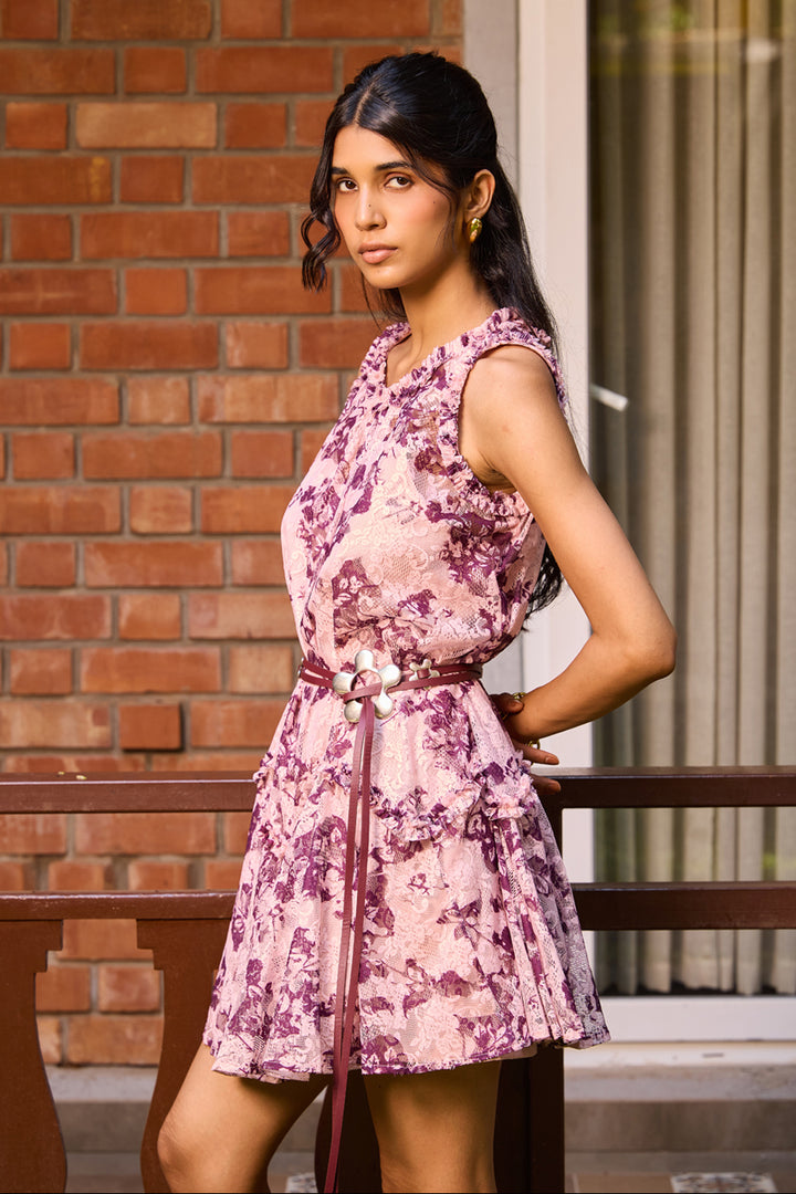 Plum Lace Short Dress