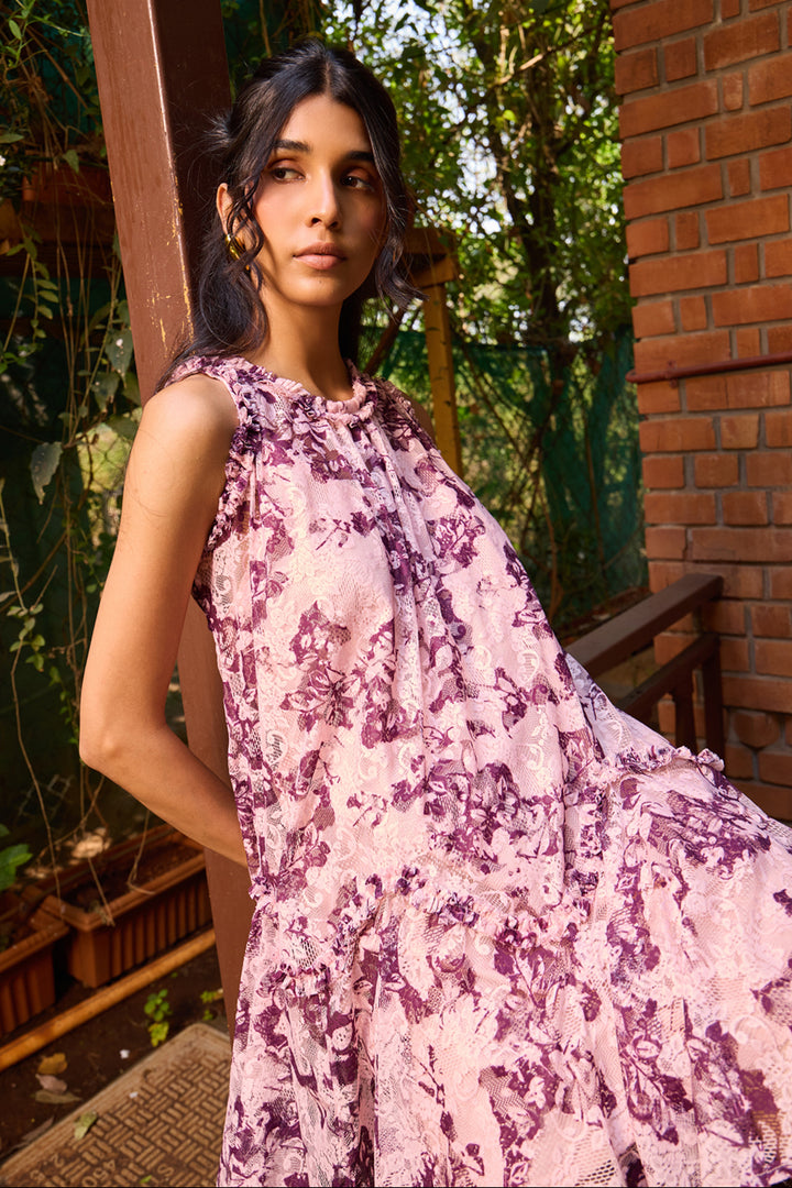 Plum Lace Short Dress