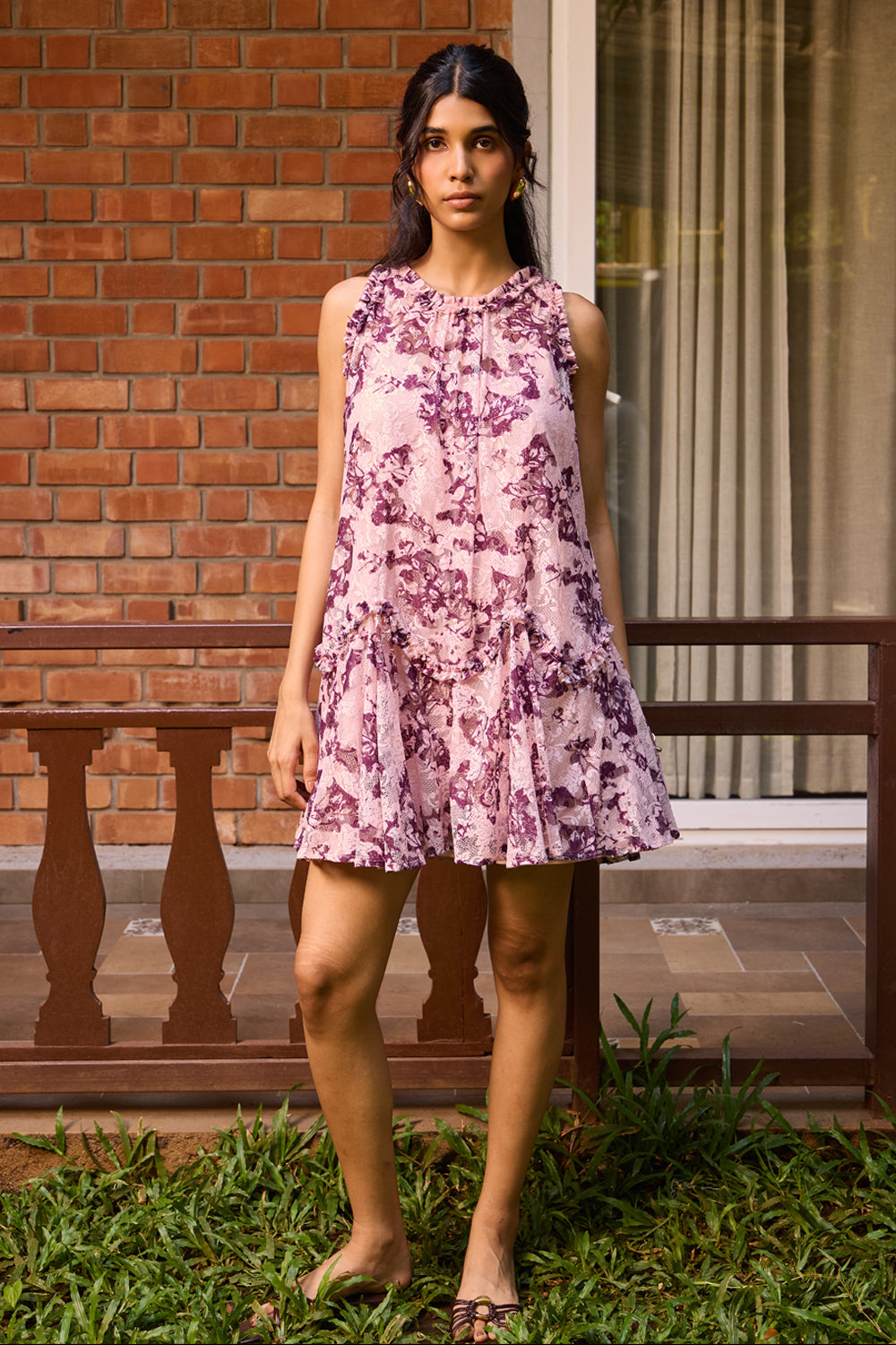 Plum Lace Short Dress