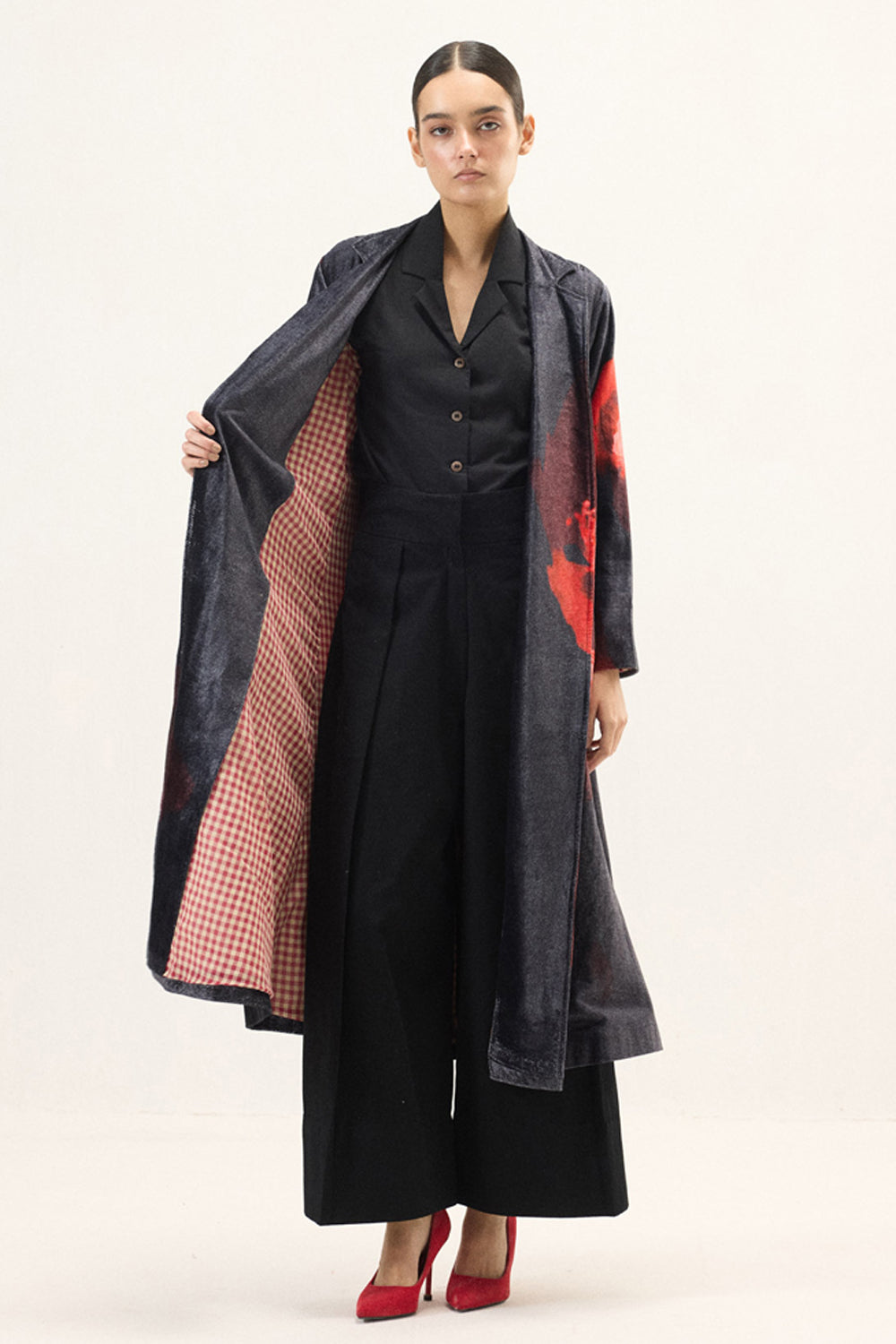 Ink Rose Trench Coat