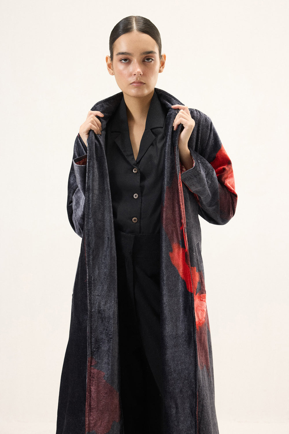 Ink Rose Trench Coat