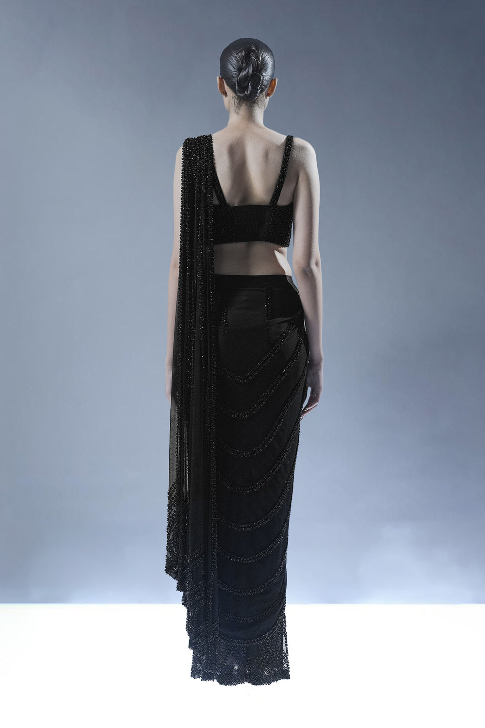 Midnight Opulence Pre-Stitched Saree