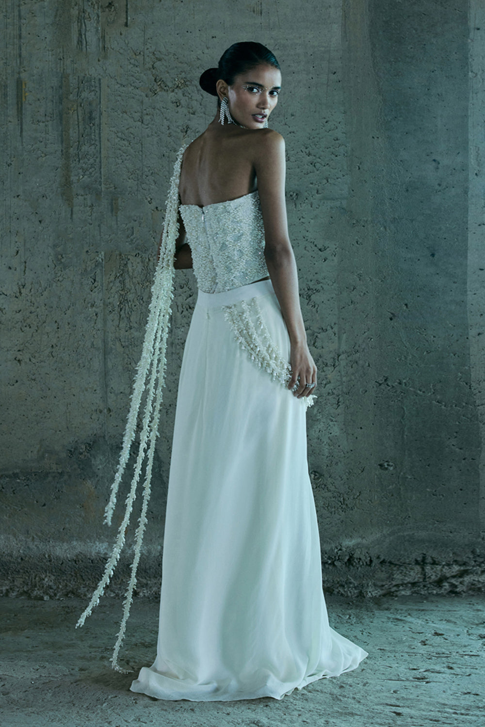 Ivory Draped Saree