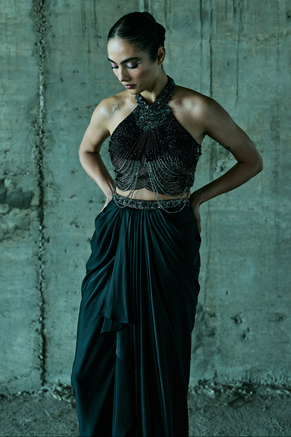 Black Top & Skirt Set