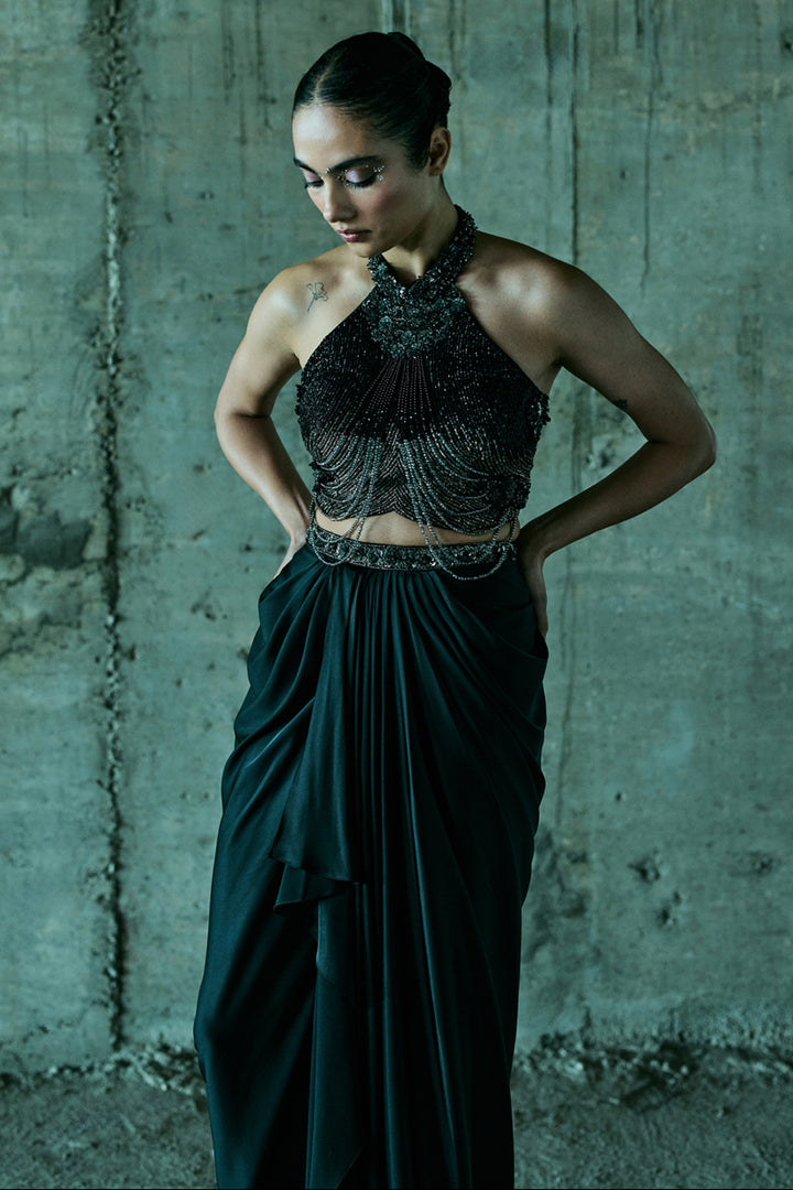 Black Top & Skirt Set