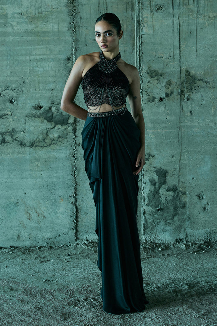 Black Top & Skirt Set
