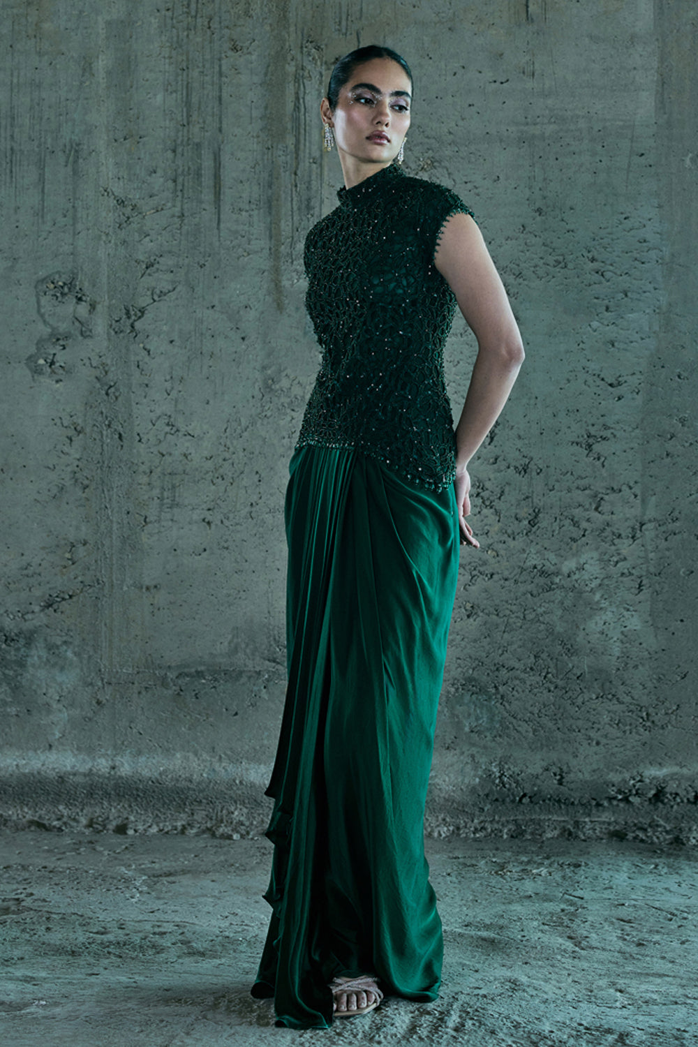 Emerald Green Top & Skirt Set