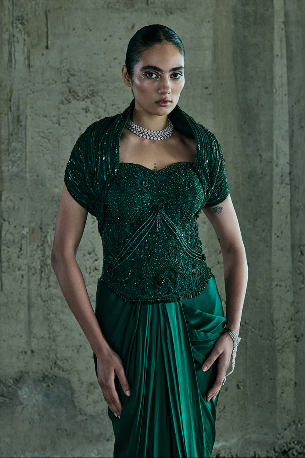 Emerald Green Cape & Skirt Set