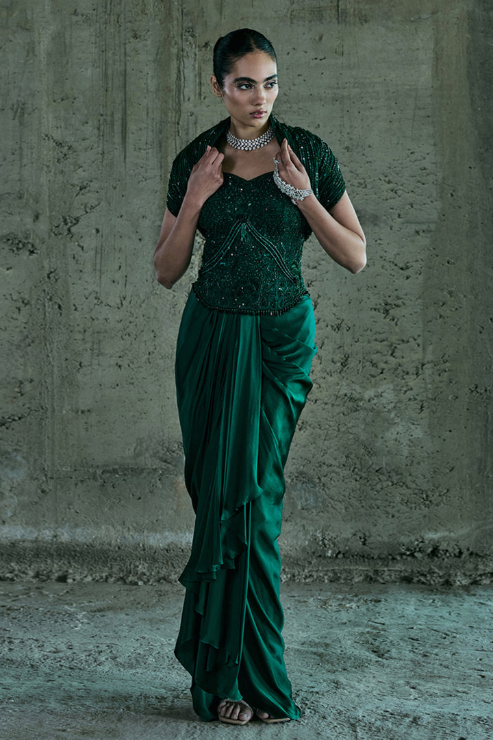 Emerald Green Cape & Skirt Set