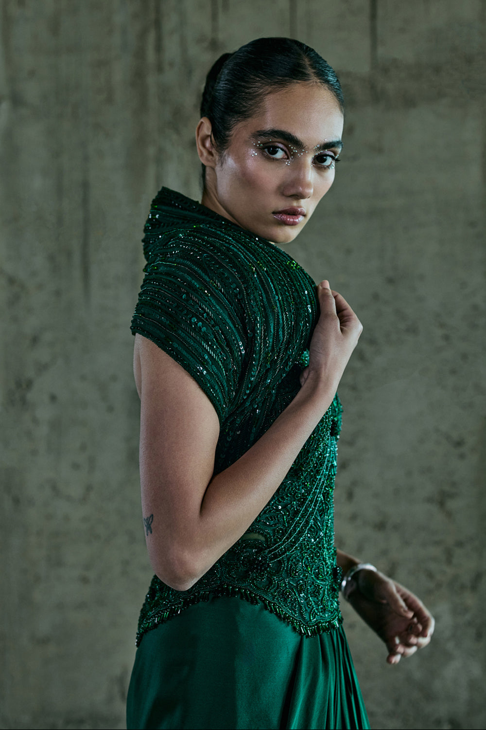 Emerald Green Cape & Skirt Set