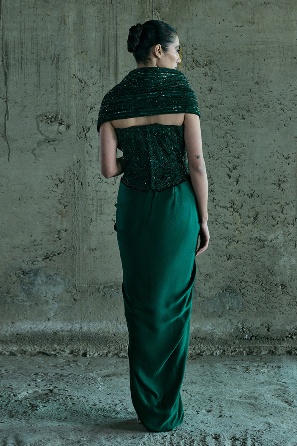 Emerald Green Cape & Skirt Set