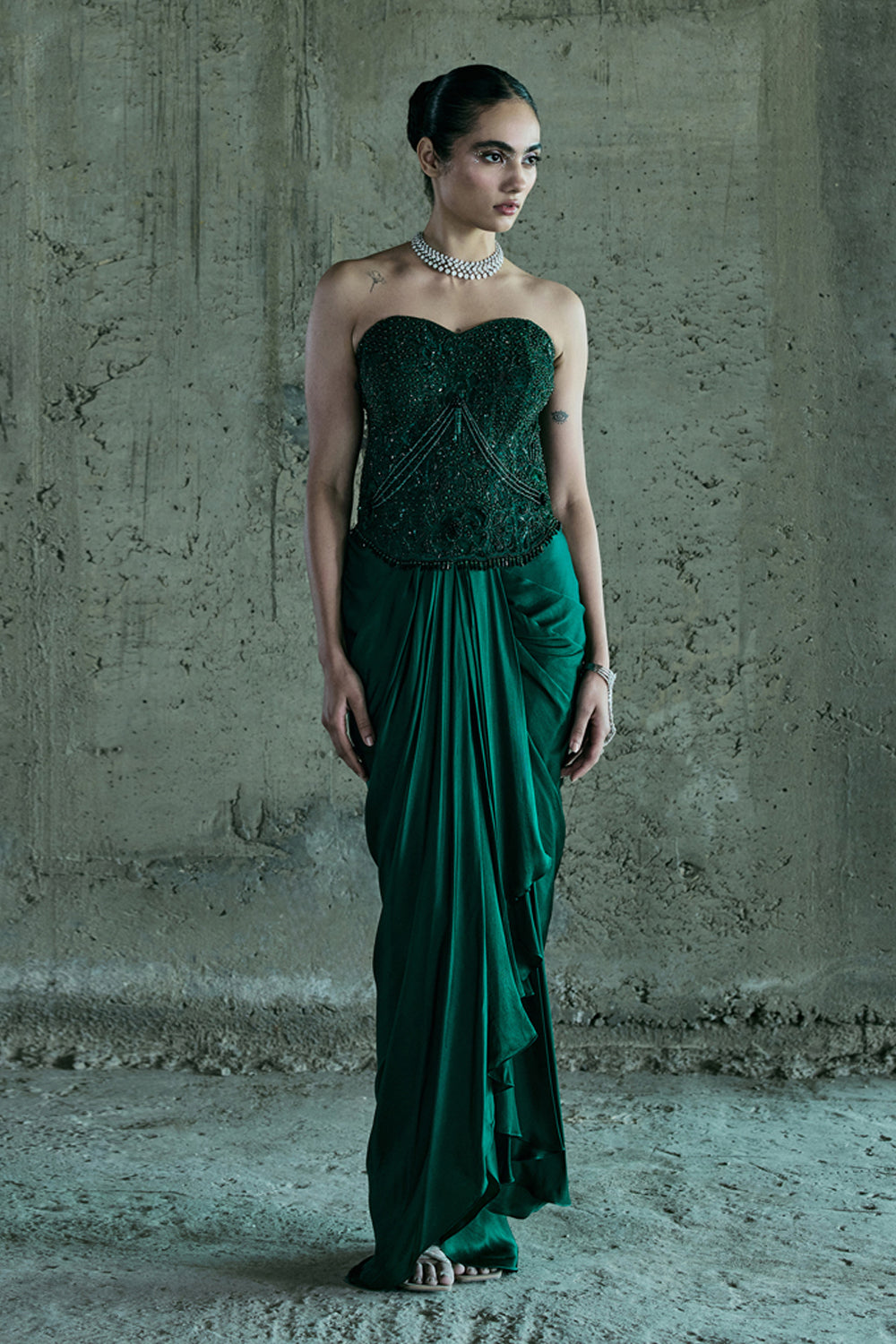 Emerald Green Cape & Skirt Set