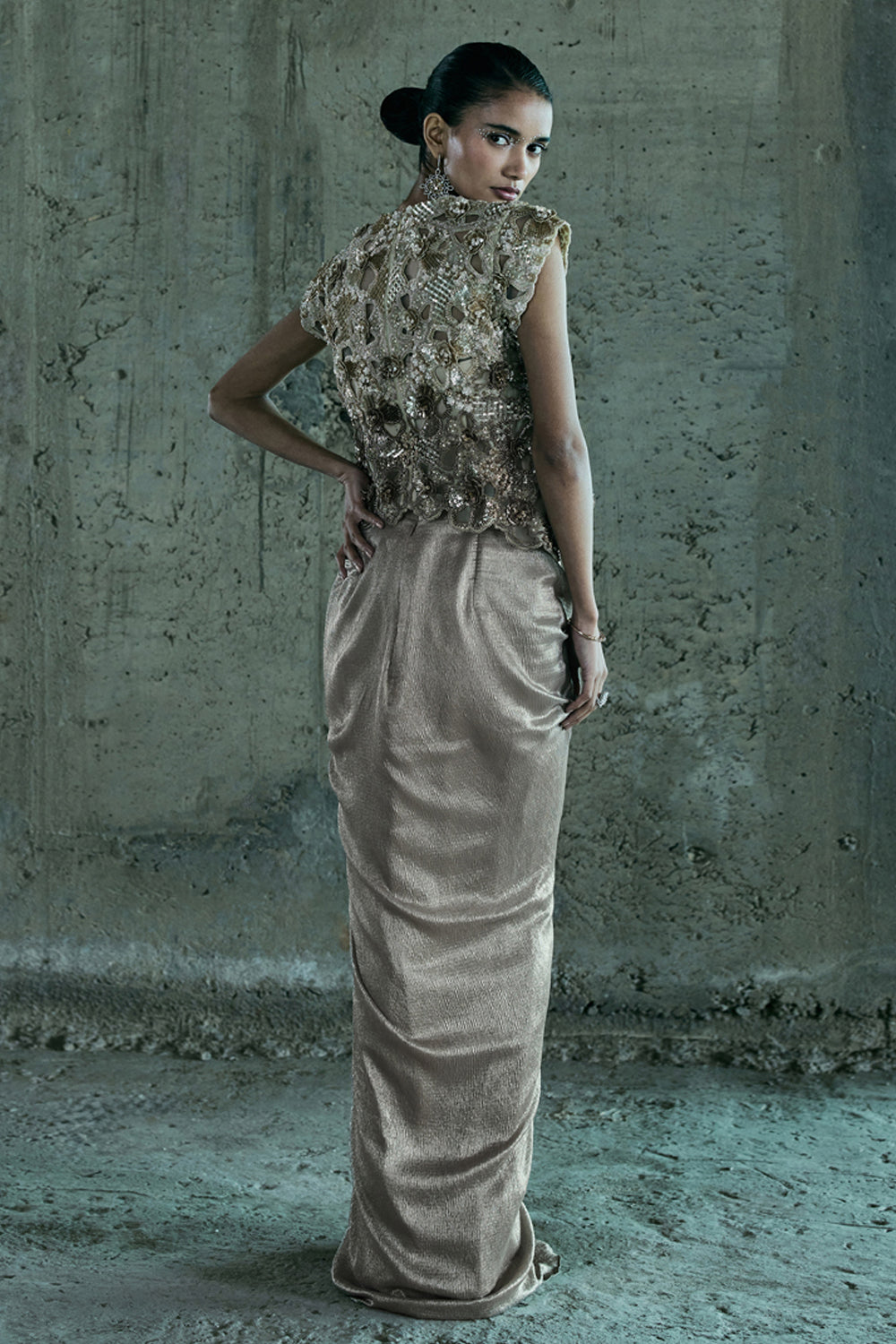 Beige Top & Skirt Set