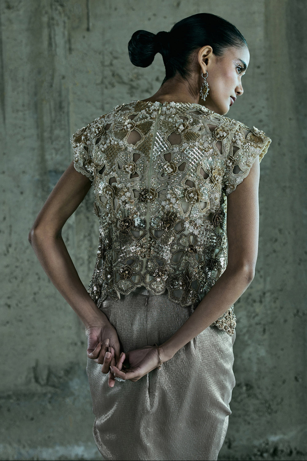 Beige Top & Skirt Set