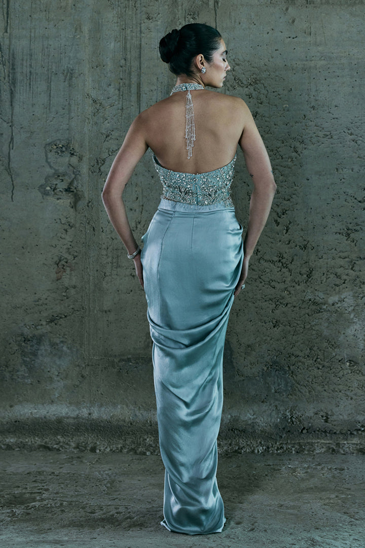Ice Blue Top & Skirt Set