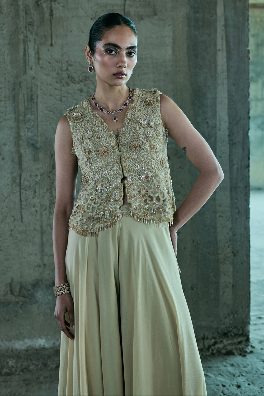 Beige Jacket Set