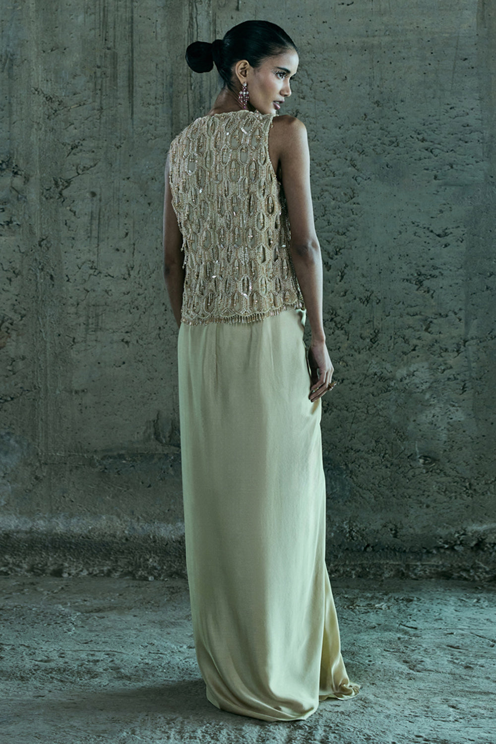 Beige Top & Skirt Set