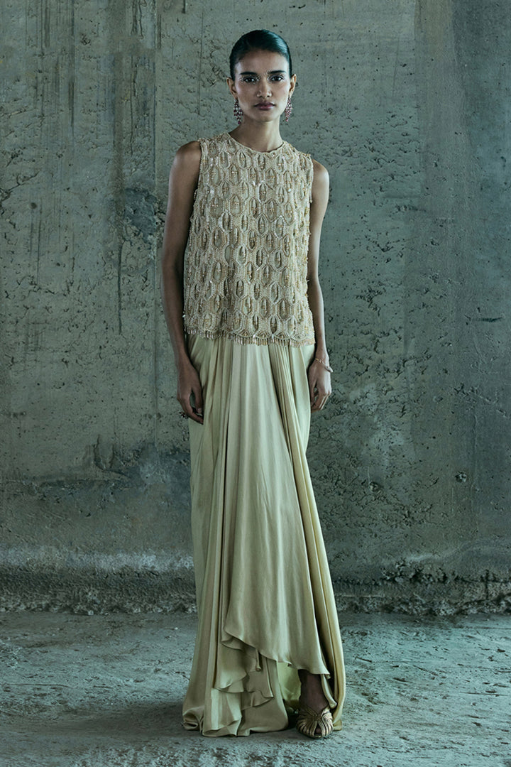 Beige Top & Skirt Set