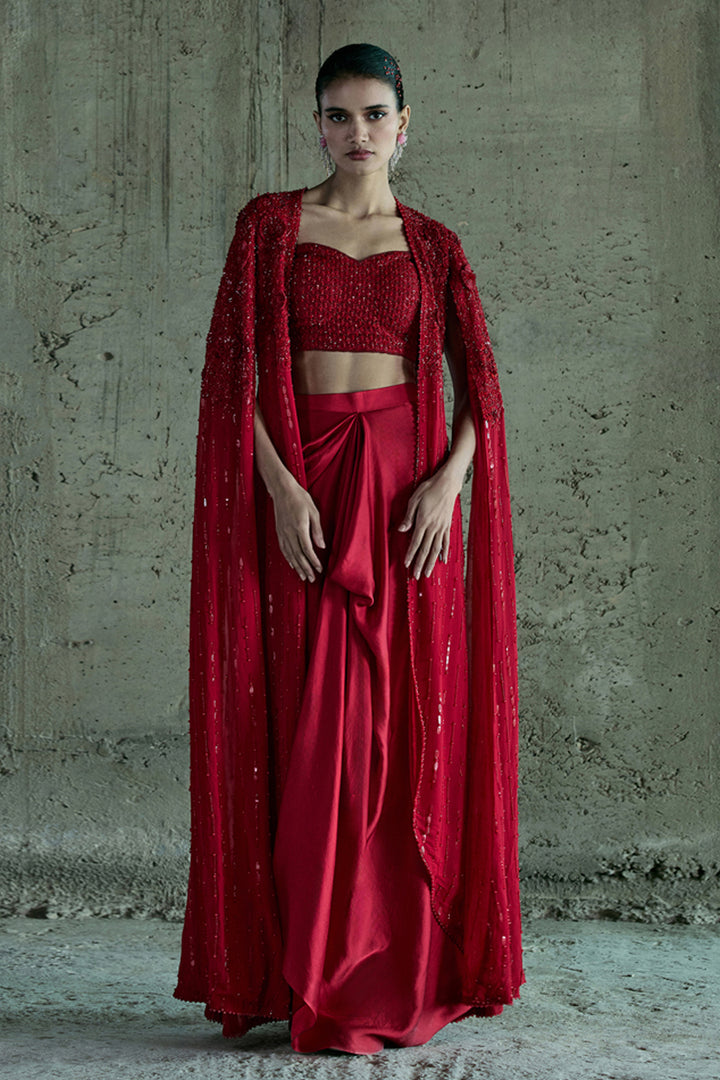 Red Jacket & Skirt Set